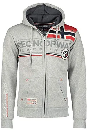 Geographical Norway Flipper Men - Męska bluza z kapturem i kieszenią kangurka - Męska bluza z logo - Ciepła bluza z kapturem z długim rękawem - Zwykła sportowa bluza z kapturem, , L