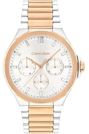 Calvin Klein Zegarek damski z białą tarczą dwukolorowy zegarek ze stali nierdzewnej - 25100052, , Bransoletka