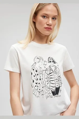 Mavi Damska koszulka z ilustracją, antyczna biel, L, , L