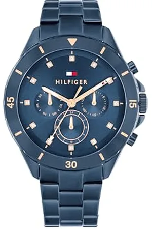 Tommy Hilfiger Damski zegarek z niebieską tarczą jonową platerowaną niebieską stalową bransoletką - 1782743