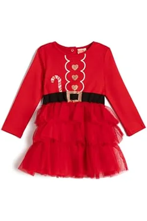 Koton Babygirl sukienka tiulowa spódniczka detal długi rękaw okrągły dekolt New Year Themed Printed, , 6-9 Miesi?ce