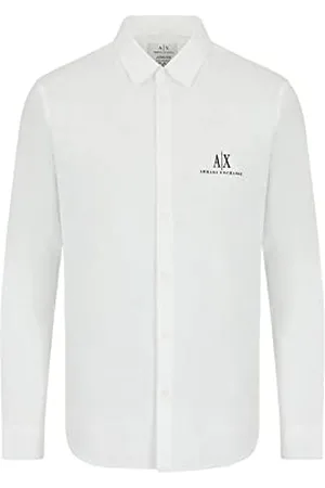Armani Exchange Męska koszulka z długim rękawem A|x Long Sleeve Icon Logo Button Shirt klasyczna koszula, , S