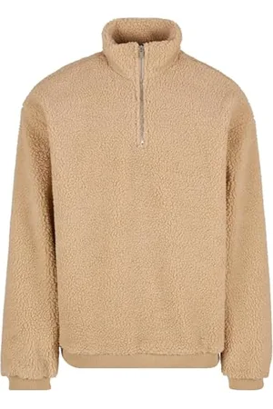 Urban classics Męski Troyer Oversized Teddy Troyer, luźny kombinezon z tkaniny sherpa, oversize fit, rozmiary S-5XL, , 5XL