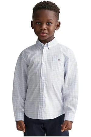 GANT Unisex dziecięca koszulka Poplin Gingham Shield z kołnierzem zapinanym na guziki, , 92