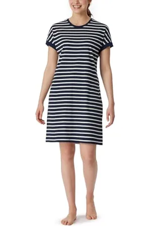 Schiesser Damen Nachthemd kurzarm weiche Baumwolle Bigshirt mit Taschen - Nightwear