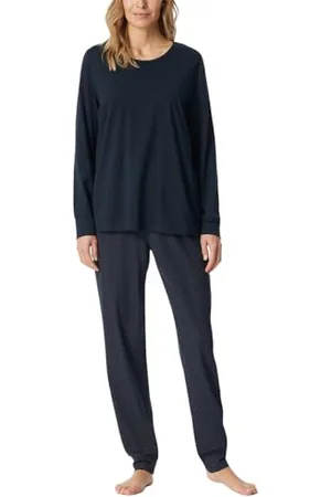 Schiesser Damska piżama długa ze ściągaczami z bawełny - Nightwear, , 46