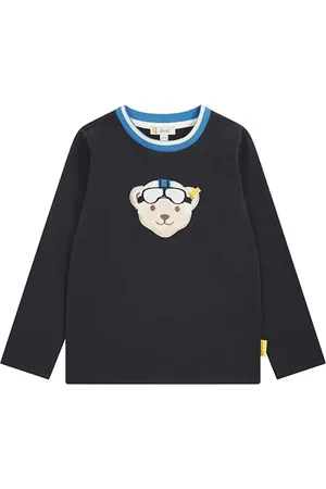 Steiff T-shirt z długim rękawem, rozmiar europejski, rozmiar 98, Navy, chłopięca bluza z długim rękawem, bluza z długim rękawem, bluza dziecięca, idealna koszulka basic, wygodna i miękka, można