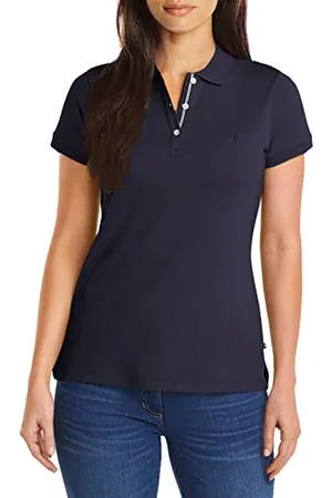 Nautica Damska koszulka polo z krótkim rękawem z 3 guzikami i 100% bawełny, , XL