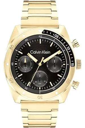 Calvin Klein Analogowy wielofunkcyjny zegarek kwarcowy dla mężczyzn CK Flex Collection ze złotą bransoletką ze stali nierdzewnej - 25200465