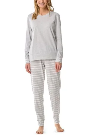 Schiesser Damen Schlafanzug lang Set mit Bündchen weiche Baumwolle - Nightwear