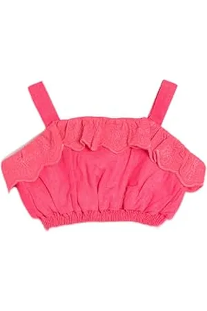 Koton Babygirl Linen Crop Blouse Slim Strappy Elastic Waistband Ruffle, , 12-18 Miesi?cy