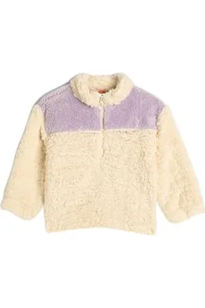 Koton Babygirls Shearling Half Zipper Detail-Up Neck Color Contrast Bluza, , 9-12 Miesi?cy