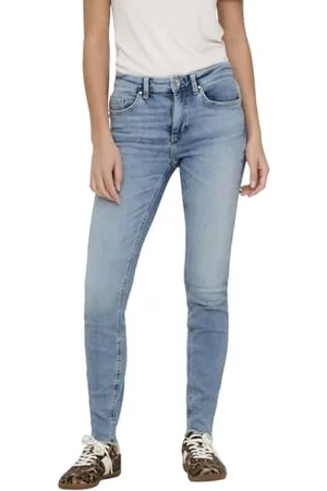 ONLY Onlblush Mid Skin Ank RW DNM Cro349 Noos Jeans Skinny Fit, Denim Light Medium, S W x 34 L damskie, , (S) W x 34L