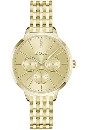HUGO BOSS Analogowy wielofunkcyjny zegarek kwarcowy dla kobiet Symphony LE Kolekcja ze złotą bransoletką ze stali nierdzewnej - 1502782