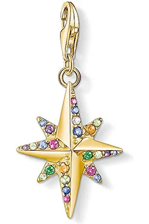Thomas Sabo Damska zawieszka charm, kolorowa gwiazda, srebro wysokiej próby 925, Złoto, cod. 1816-488-7
