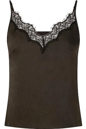 Morgan Damska bluzka z cienkimi ramiączkami z koronką Olena Dark Khaki T38, , 36