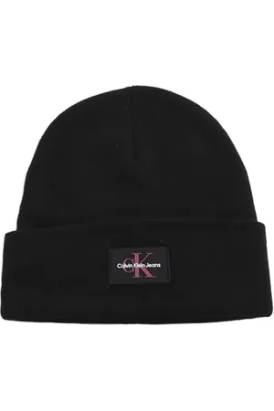 Calvin Klein Damskie czapki Monologo Rubber Beanie K60k611834, czarne (czarne), jeden rozmiar, , Rozmiar uniwersalny