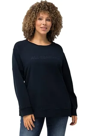 Ulla Popken Damska bluza raglanowa, duże rozmiary, z tonizującym haftem, , 46-48