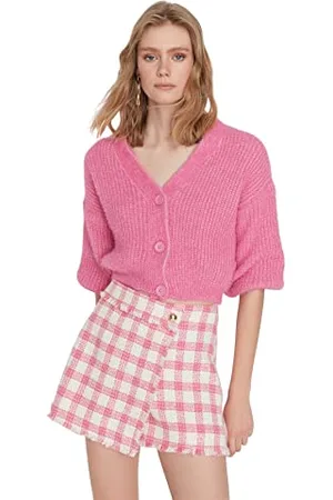 Trendyol Damski regularny standardowy sweter z dzianiny z dekoltem w serek, , XS