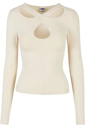 Urban classics Damska koszulka z długim rękawem Crossed Cut Out, , 3XL