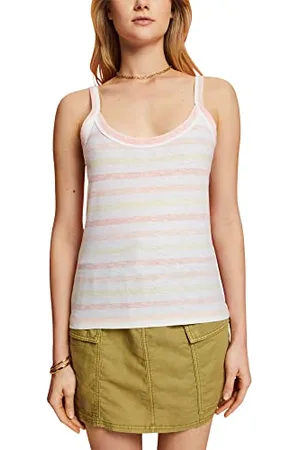 ESPRIT Tank top w paski, 100% bawełna, brzoskwinia, M