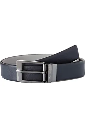 Armani Exchange Męski skórzany pasek z tablicą, NIEBIESKI, rozmiar uniwersalny