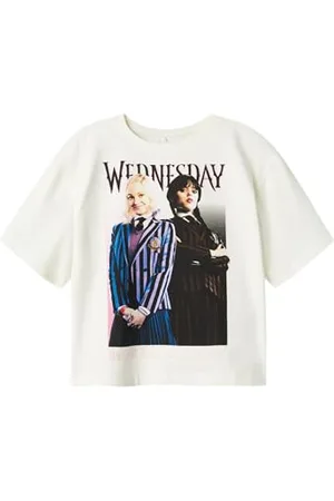 NAME IT Dziewczęca Nkfadma Wednesday Ss RLX Top Box Sky T-Shirt, , 134-140
