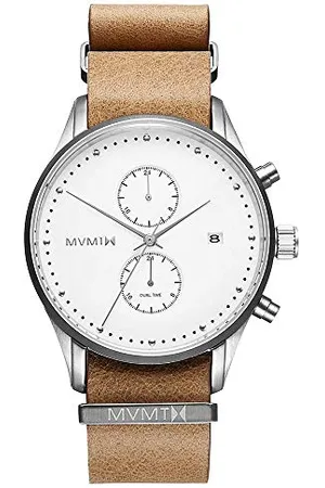 MVMT Analogowy zegarek kwarcowy dla mężczyzn z beżowym skórzanym paskiem - D-MV01-WT, , Minimalistyczny inspirowany stylem vintage