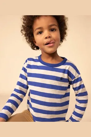 Petit Bateau Koszulka chłopięca z długim rękawem, Newblue/White Mastoc, 8 lat