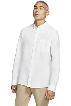 Hurley Męska jednoosobowa teksturowana koszula z długim rękawem zapinana na guziki, biała, XL US, , XL