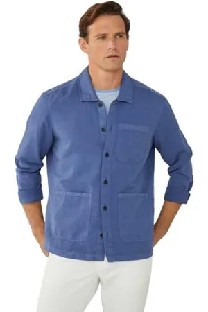 Hackett Męska koszula lniana do łóżeczka dziecięcego, niebieska (Mid Blue), S, , S