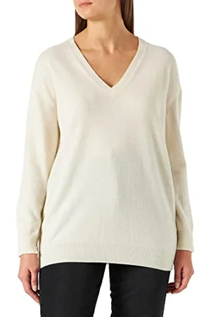 Blauer Damski sweter z dzianiny z dekoltem w serek, , 44