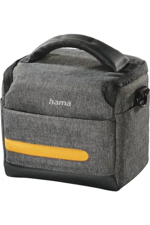 hama Torba do małych aparatów fotograficznych Terra 90M (kompaktowa, poręczna torba, podwójny zamek błyskawiczny, pasek na szyję, 7,5 x 4.5 x 13 cm) szara
