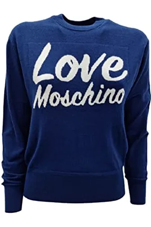 Moschino Damski Slim Fit Long Sleeved with Love Penguins Intarsia. Sweter Sweter, , 40
