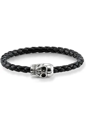 Thomas Sabo Damska bransoletka męska Rebel at Heart srebro wysokiej próby 925 czarna pleciona nappa skóra srebrna czarna e Srebro, colore: , cod. UB0010-823-11-L17