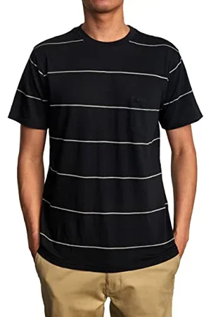 RVCA Męska koszulka z kieszenią w paski pigmentowe S/S, Koszulka z pigmentem Ptc/Pirate Black, XL