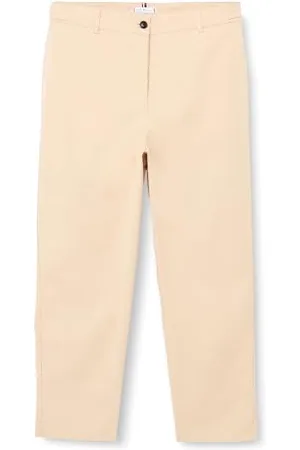 Tommy Hilfiger Damskie zwężane CO Twill spodnie chinosy wełniane, klasyczne beżowe, 38, , 64