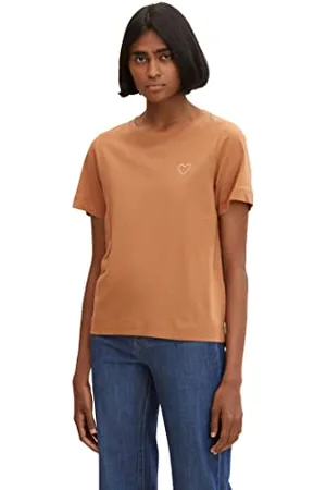 TOM TAILOR Damski Basic T-shirt z haftem w kształcie serca 1034508, , XXS