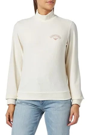 Emporio Armani Damska bluza z prążkowanym welurem, , XL