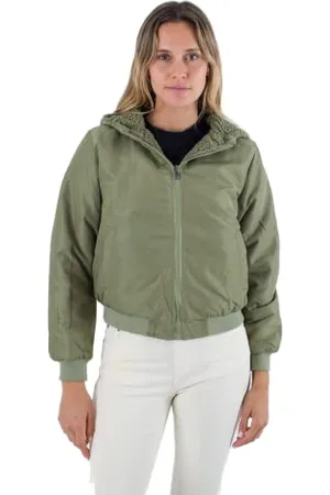 Hurley Damska odwracalna kurtka Sherpa Bomber, olejowo-zielona, XS, , XS
