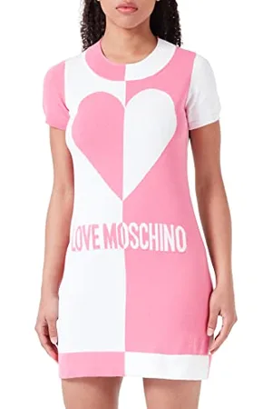Moschino Damska sukienka z krótkim rękawem, fuksja biała, rozmiar 40, , 40