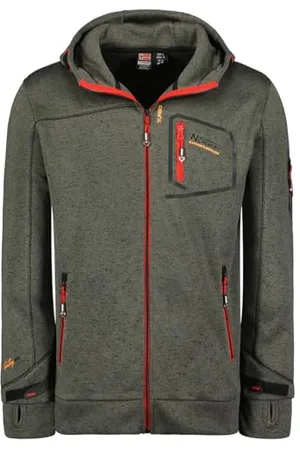 Geographical Norway Teleskop męski cienki polar ciepły zamek błyskawiczny - kurtka jesienno-zimowa ciepła męska - długi rękaw sweter miękki futrzany komfort na zewnątrz (szary_ciemny S), , S