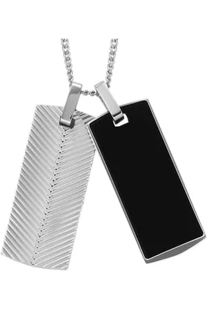 Fossil Naszyjnik dla Mężczyzn Harlow Linear Texture Onyx Czarny, Jf04565040