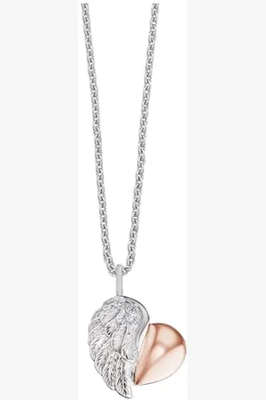 Engelsrufer Damen Halskette aus Sterling Silber mit Herzflügel Anhänger Bicolor, besetzt mit Zirkonia Steinen, Karabinerverschluss, in zwei Längen verstellbar, nickelfrei, ERN-LILHEARTWING-BI
