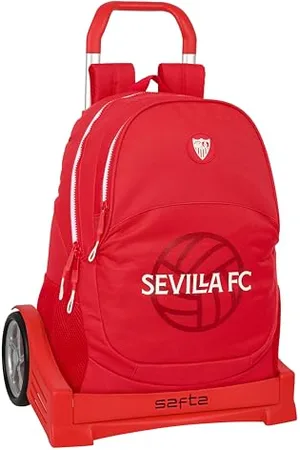 Safta SEVILLA FC Plecak szkolny, ergonomiczny plecy, z wózkiem Evolution, idealny dla dzieci w różnym wieku, wygodny i wszechstronny, jakość i wytrzymałość, 32 x 16 x 44 cm, czerwony,