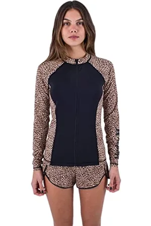 Hurley Leopard Zip Front Rashguard Damska koszula ochronna z wysypką, , XS