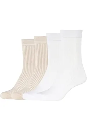Camano Damskie skarpety Online Women Silky Feeling Rib Socks 4p, białe, 39-42