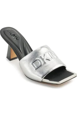 DKNY Damskie sandały na ciastka Mule, srebrne, rozmiar 37 EU, , 37 eu