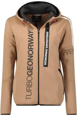 Geographical Norway Freestyle Damska bluza z kapturem z kieszeniami kangur - ciepła bluza z długim rękawem - damska kurtka z kapturem Wiosna Lato Jesień Zima (Taupe XL), , XL