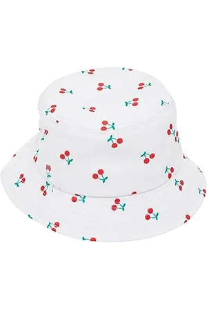 NAME IT Baby Girls NKFFILLIPA Bucket HAT kapelusz, Bright White/AOP: nadruk wiśniowy, 51/52, , 51/52 cm